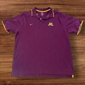 Nike Minnesota Golden Gophers Purple Yellow Trim‎ Polo Shirt Men's XL